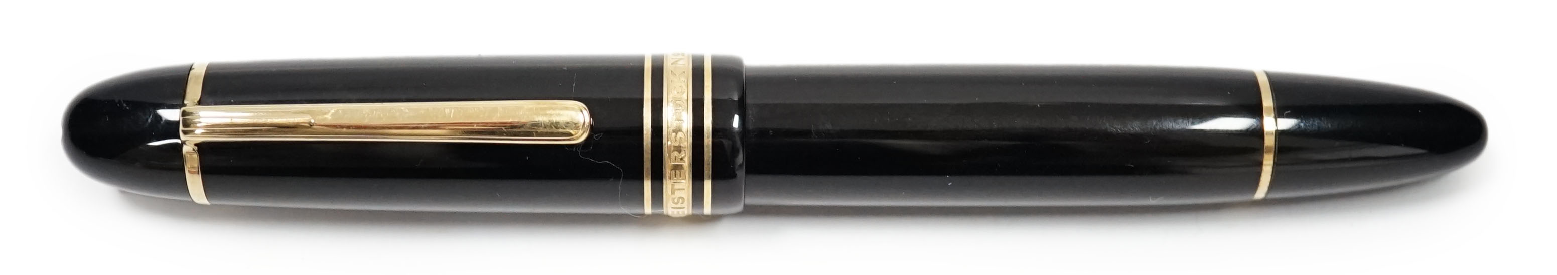 A Montblanc Meisterstuck No. 149 fountain pen, black with gold trims, 14k nib 1810. Condition - good